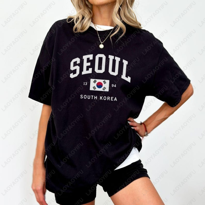 Street Fashion Of Seoul - Séoul drapeau sud-coréen unisexe t-shirts Vintage