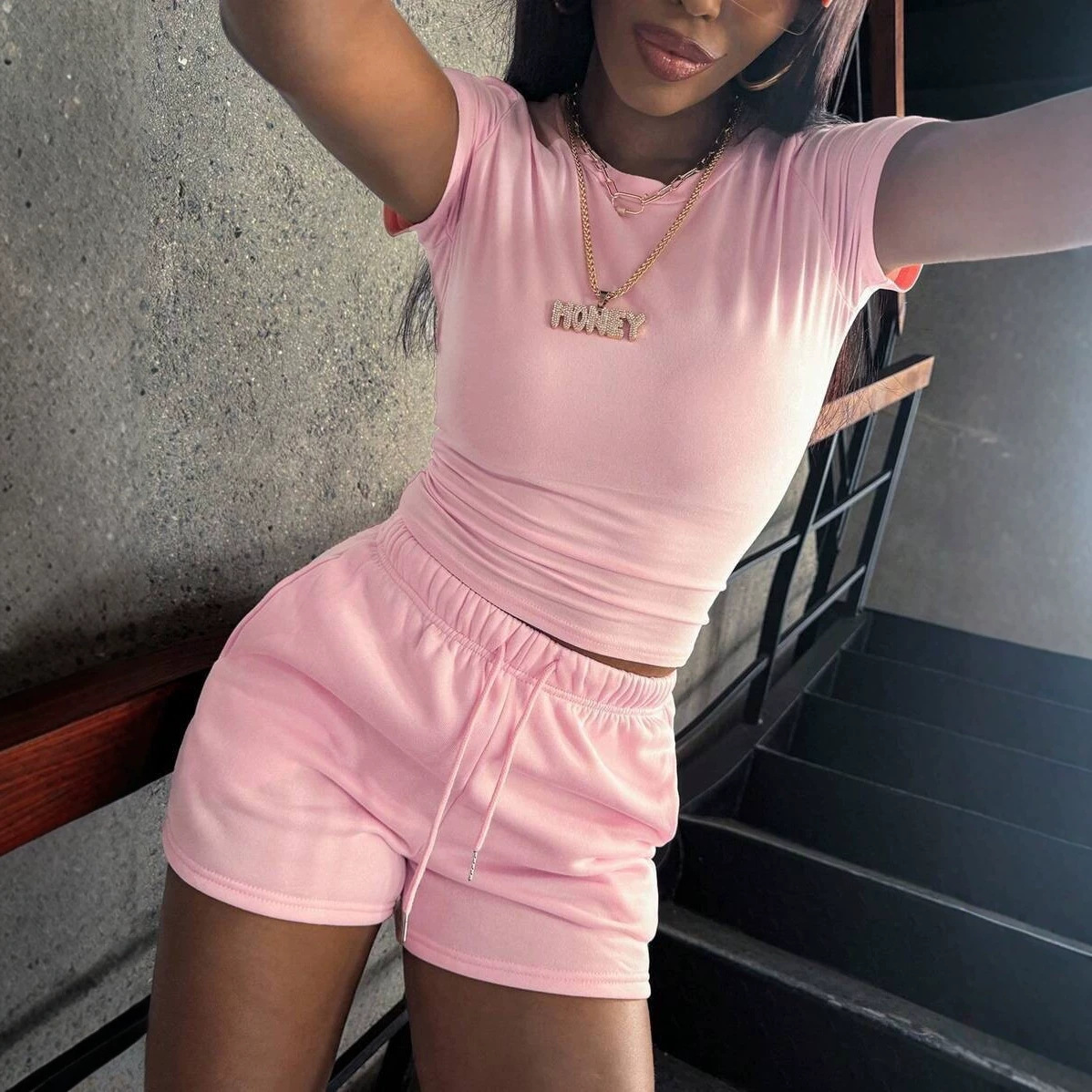 Street Fashion Mood - Ensemble de sport décontracté rose 2