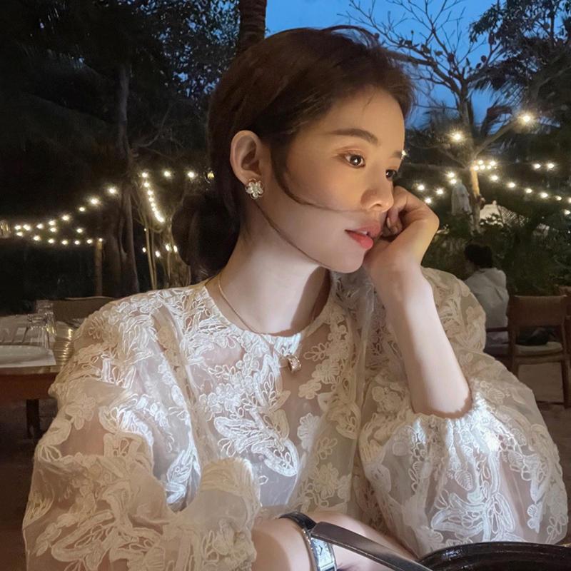 Street Fashion Korea - MEXZT élégant pure blanc chemises femmes