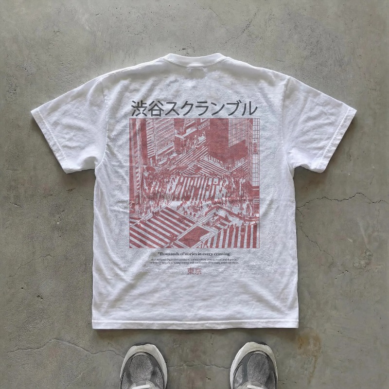 Street Fashion Shibuya - T-shirt à motif Shibuya Crossroads |