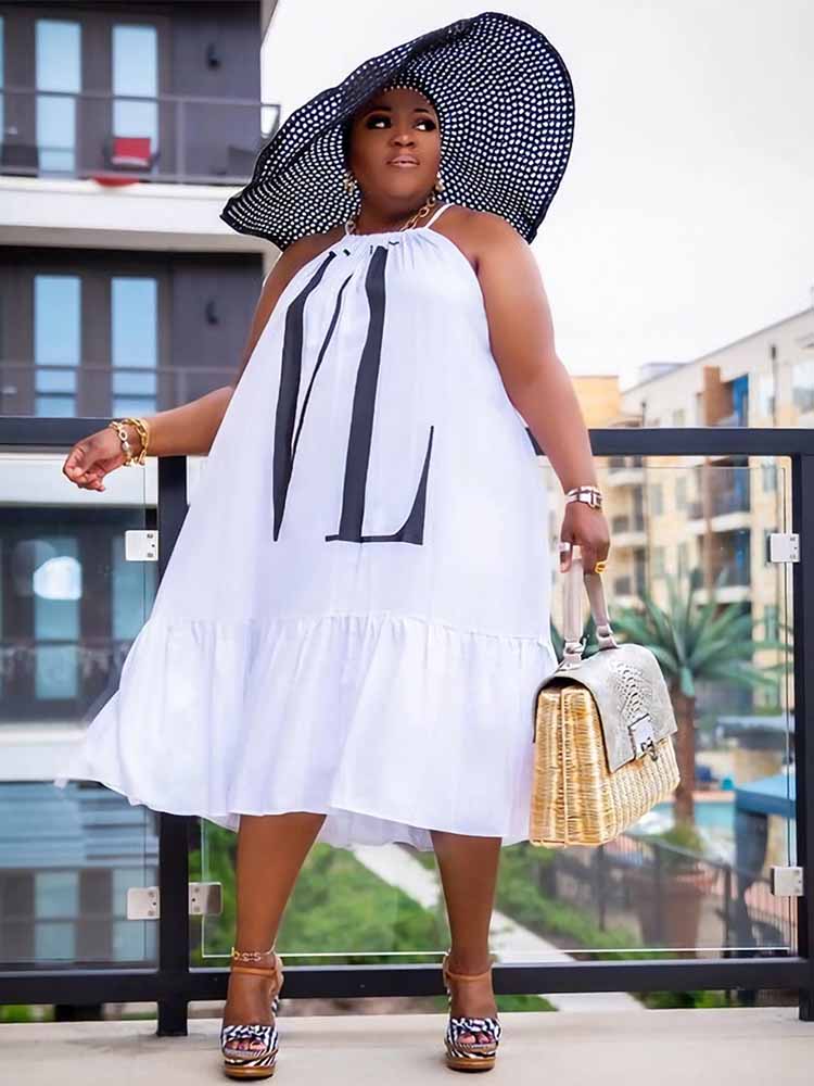 Street Fashion Plus Size - Robe d'été décontractée pour femmes, sans