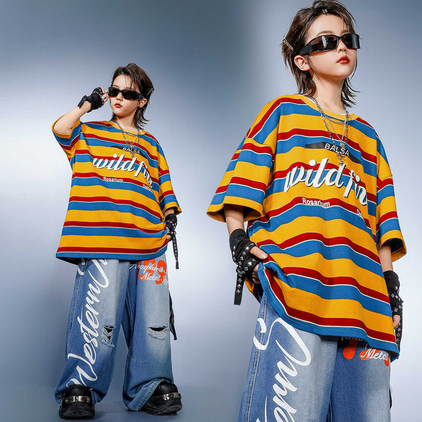 Distressed Jean Rip - Vêtements Hip Hop pour enfants, t-shirt