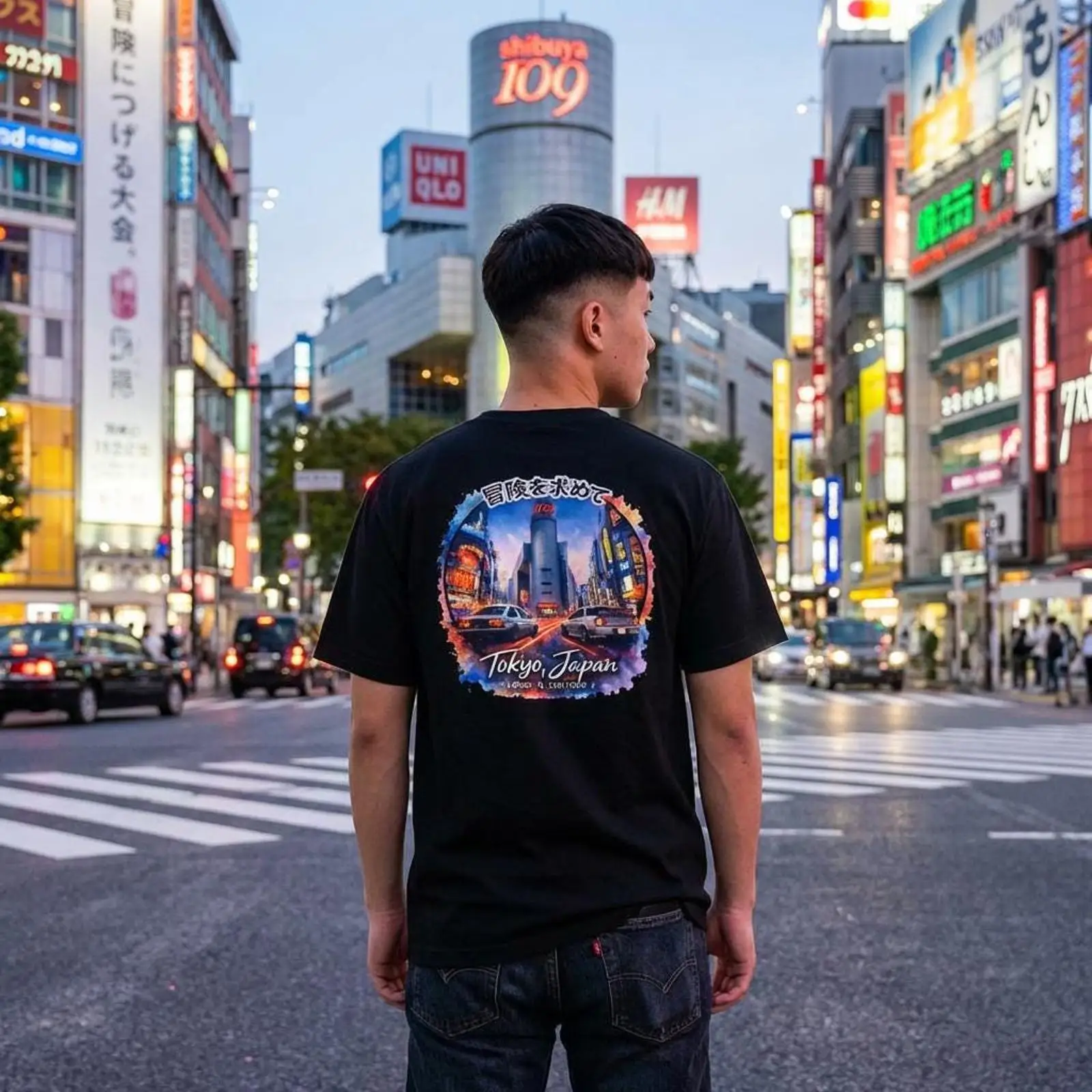 Street Fashion Shibuya - T-shirt unisexe décontracté Shibuya Tokyo Japon,