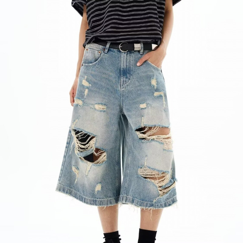 Distressed Jean Rip - Nouveaux shorts en jean vintage déchirés