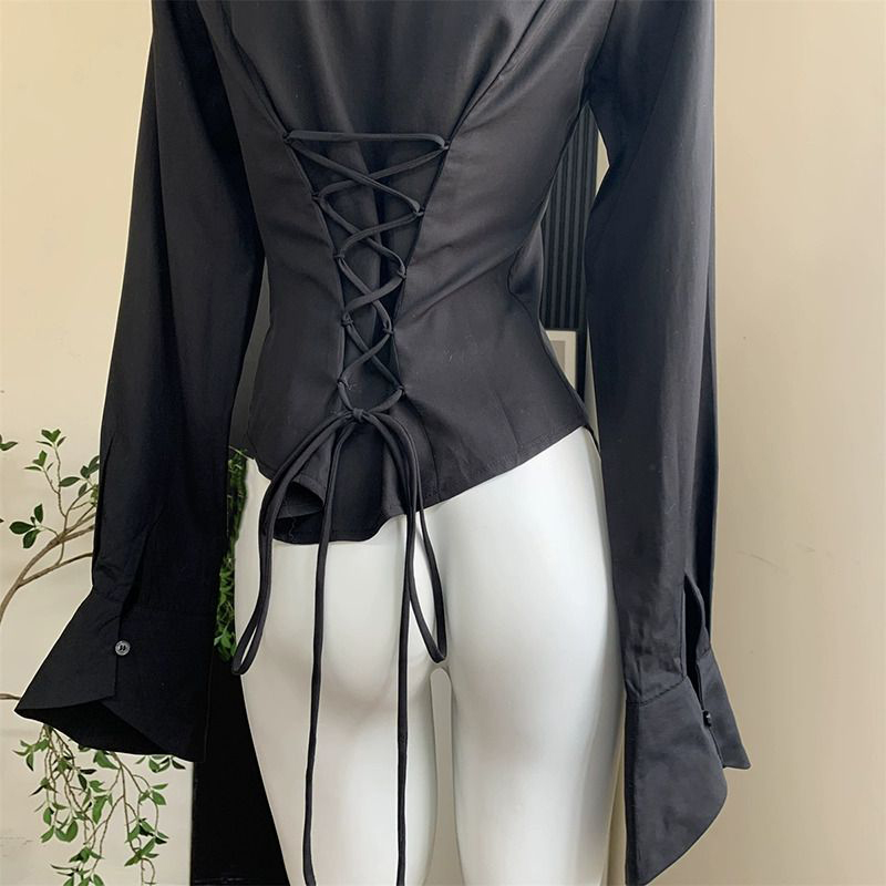 Gidyq-Chemises bandage noires  - Street Fashion Korea avis et prix