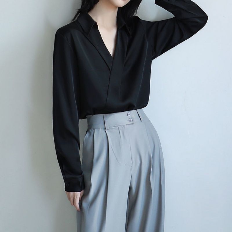 Gidyq-Chemises noires en mouss - Street Fashion Korea avis et prix