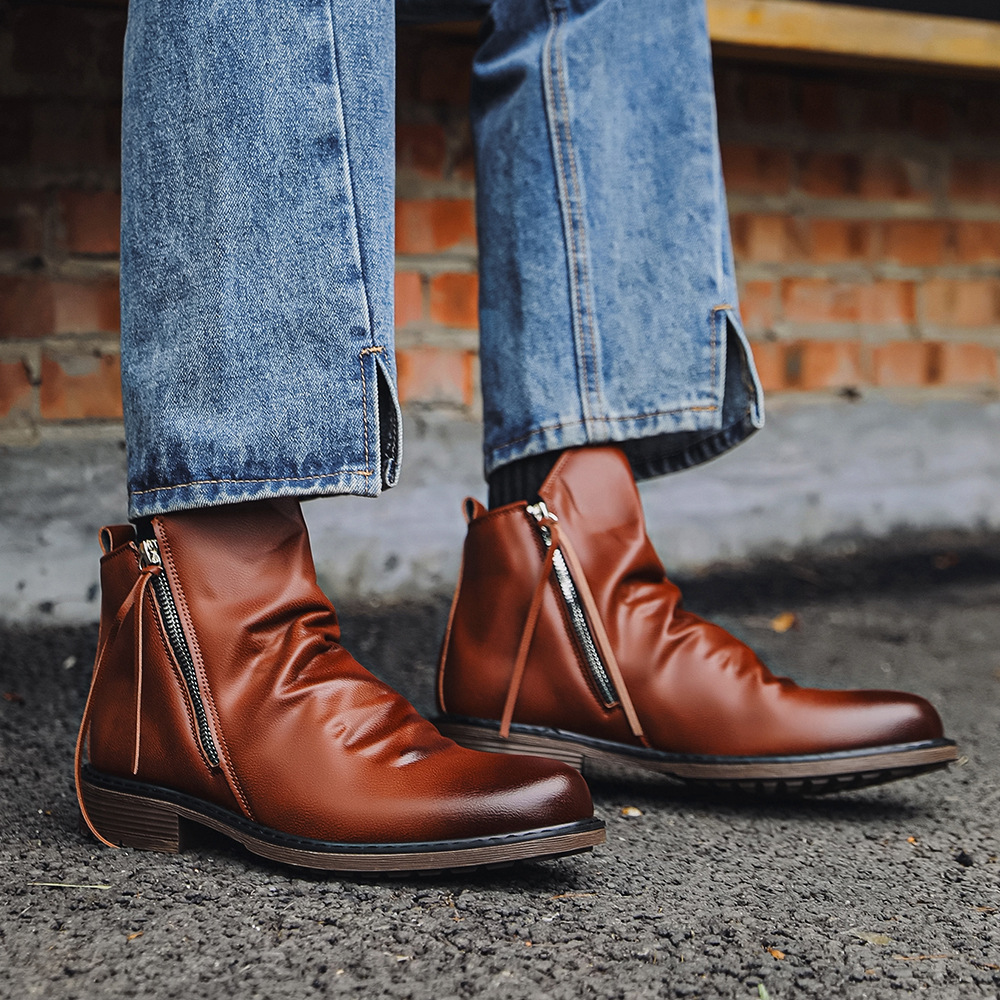 Bottes de moto vintage en cuir - Street Fashion Plus Size avis et prix