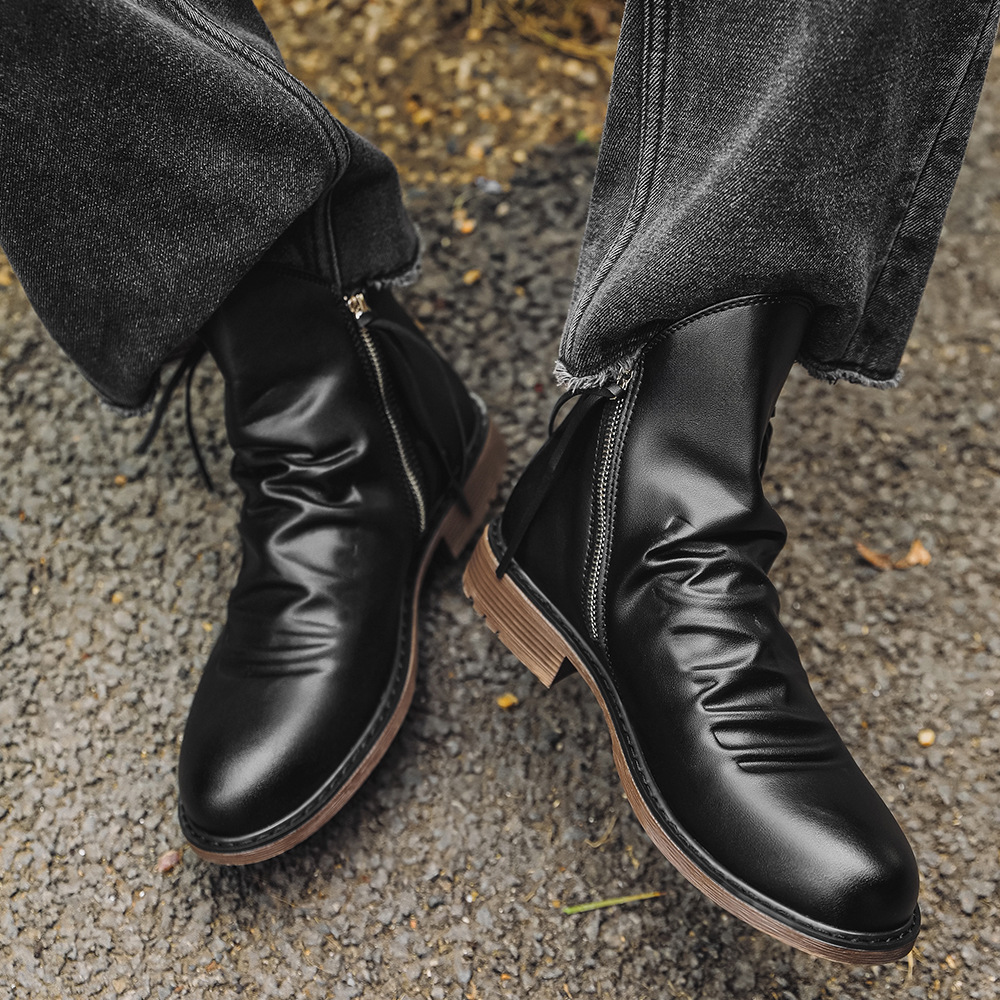 Bottes de moto vintage en cuir - Street Fashion Plus Size avis et prix