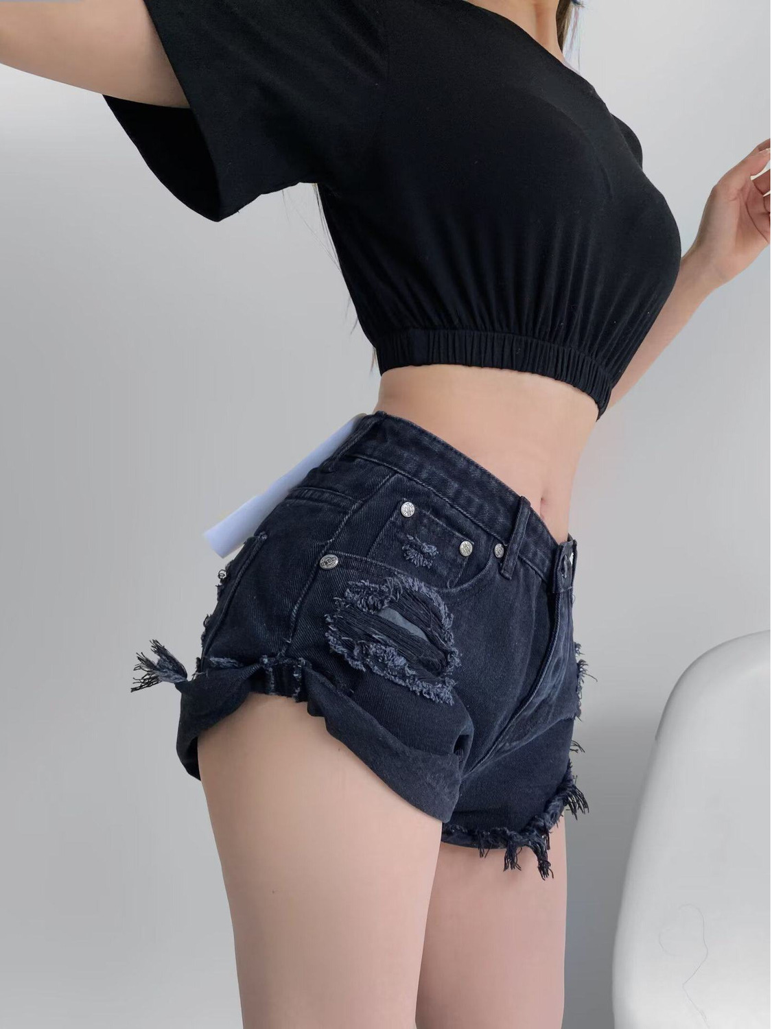 Shorts en jean déchirés taille - Distressed Jean Rip avis et prix