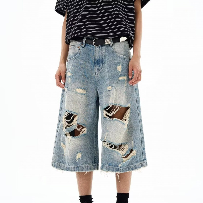 Nouveaux shorts en jean vintag - Distressed Jean Rip avis et prix